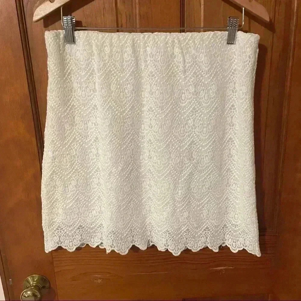 White Lace J Crew Mini Skirt